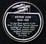 [Silver Art Medal] Arthur Ashe / 1968 US Open Tennis Champion / Franklin Mint 1977