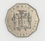 JAMAICA- Excellent Marcus Garvey / 50 cents (1987) [Circulated Coin]